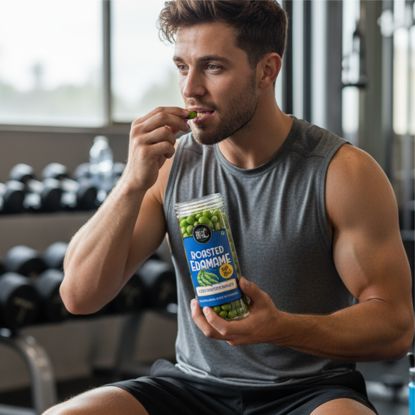Irie Roasted Edamame, High Protein Snacks, Post Workout Gym Snack
