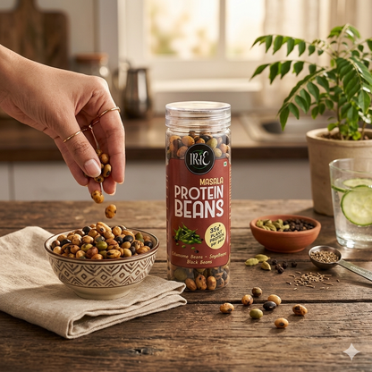 Irie Masala Protein Beans High Protein Roasted Snack Edamame Soyabean Black Beans