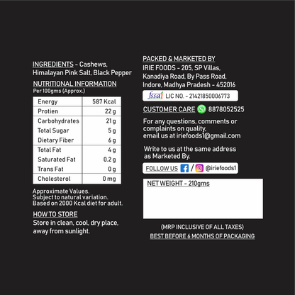 Black Pepper Roasted Cashews / 210g Pack