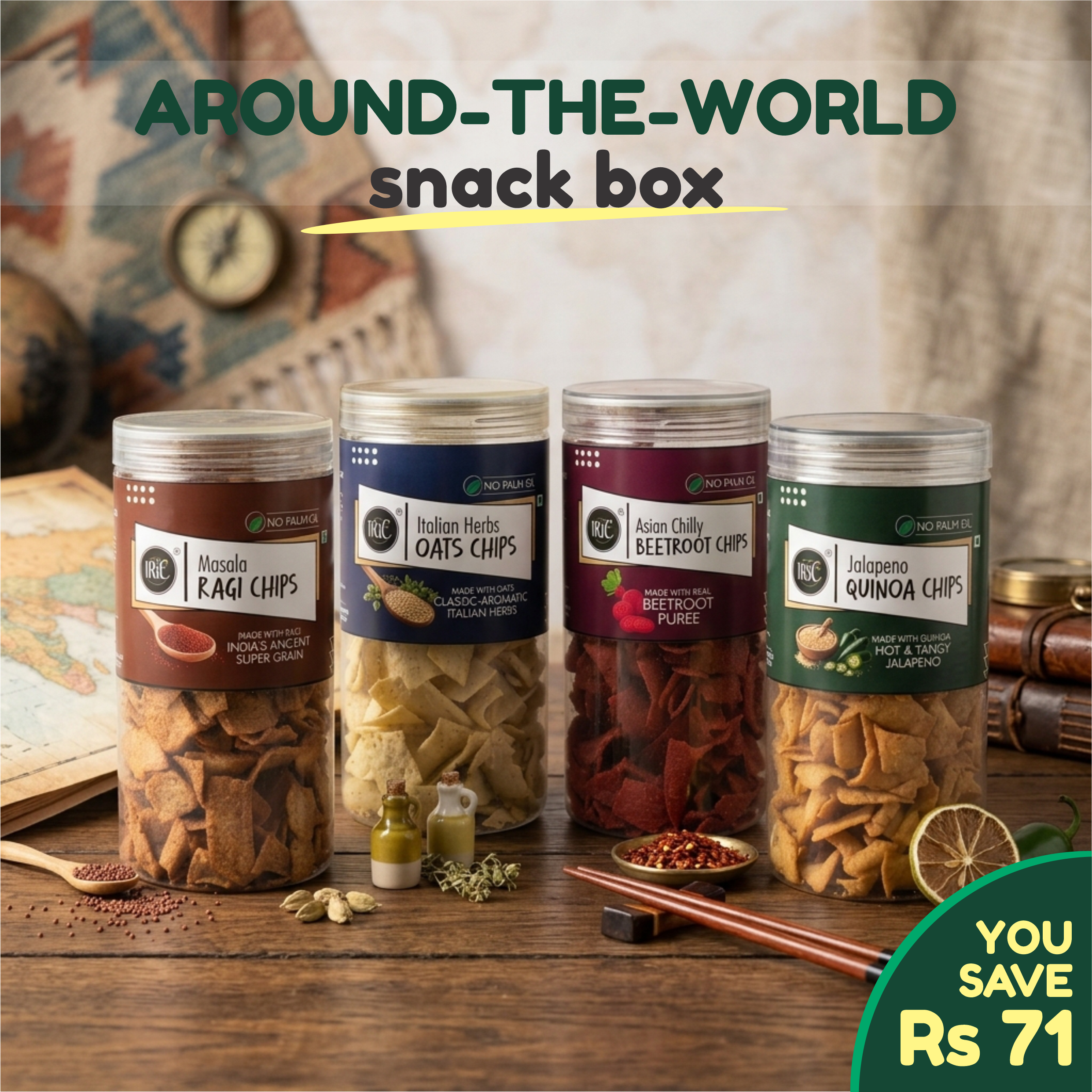 Around The World Snack Box - 4 International Flavors Healthy Chips Com ...