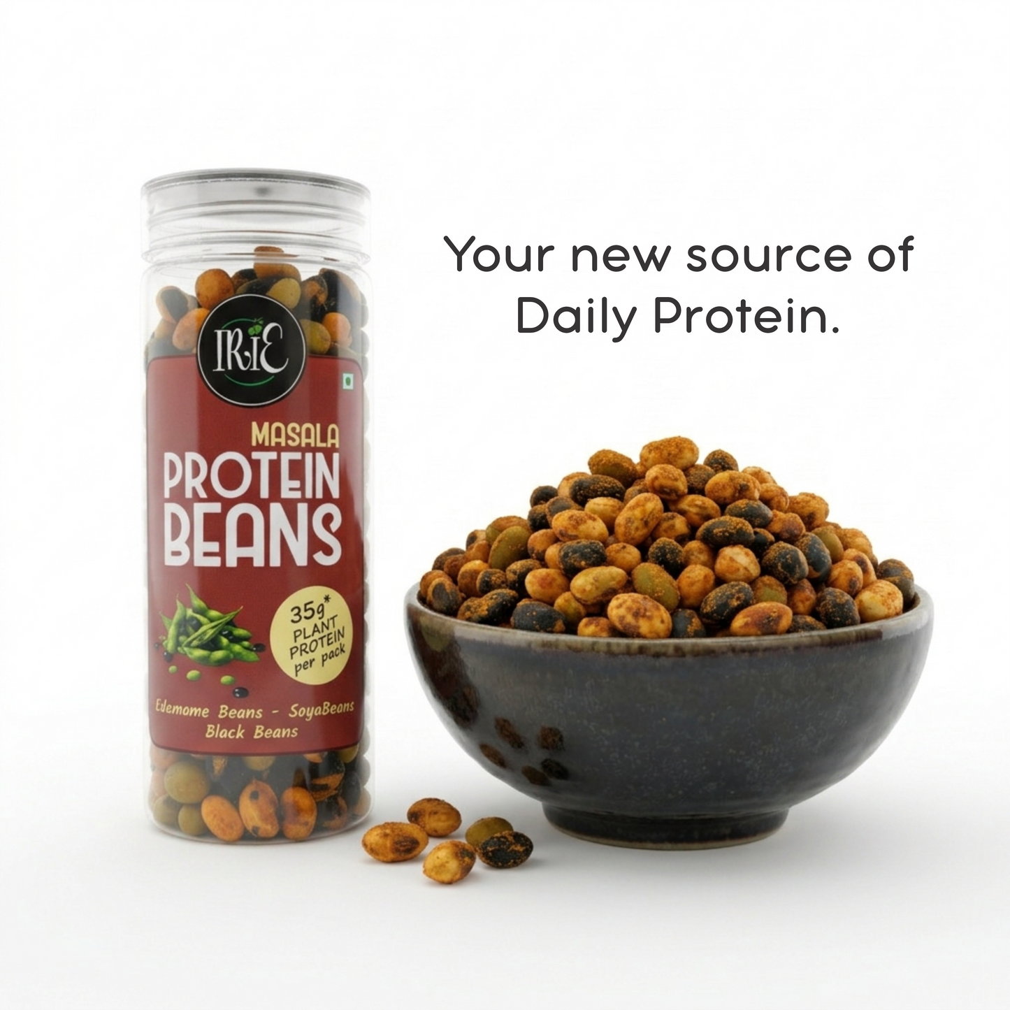 Irie Masala Protein Beans High Protein Roasted Snack Edamame Soyabean Black Beans