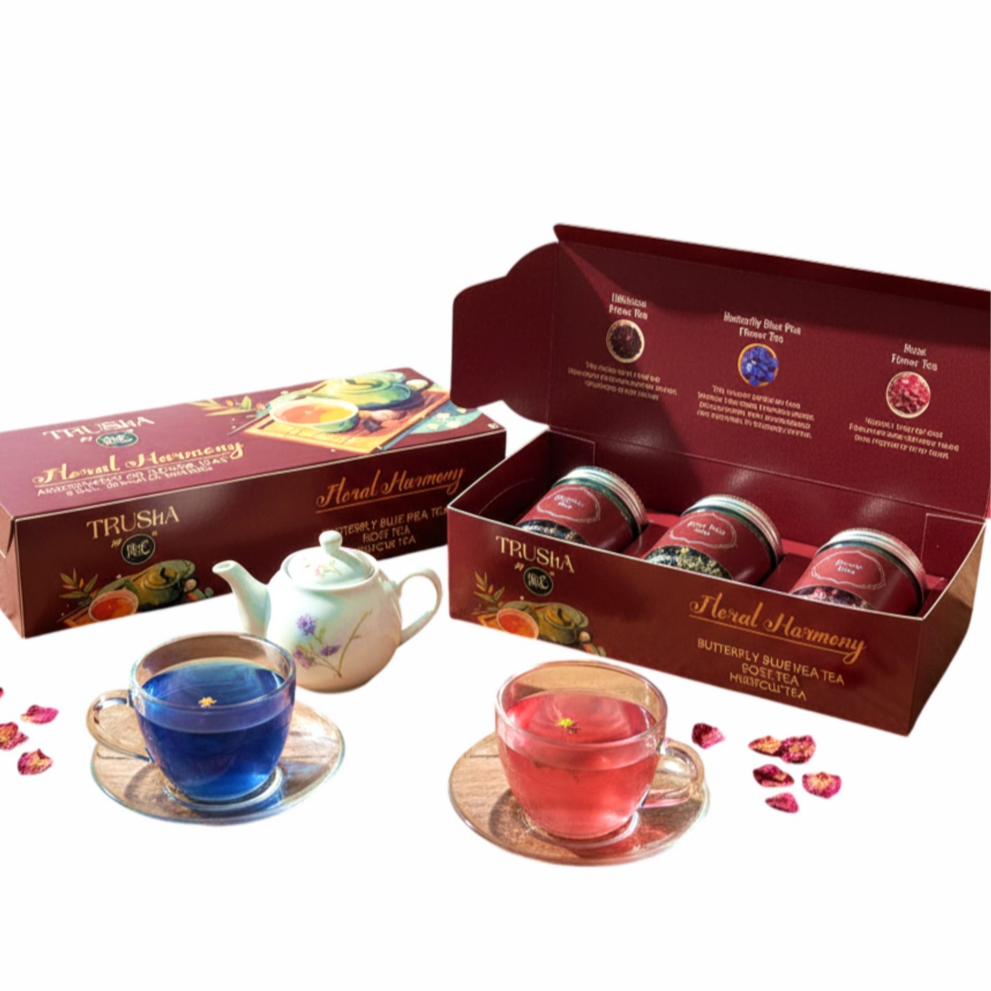 Flower Tea Gift Box – Assorted 3 Premium Flower Teas (10g x 3) | Blue Pea, Rose & Hibiscus