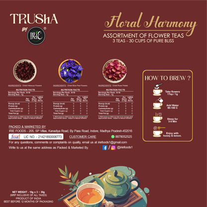 Flower Tea Gift Box – Assorted 3 Premium Flower Teas (10g x 3) | Blue Pea, Rose & Hibiscus