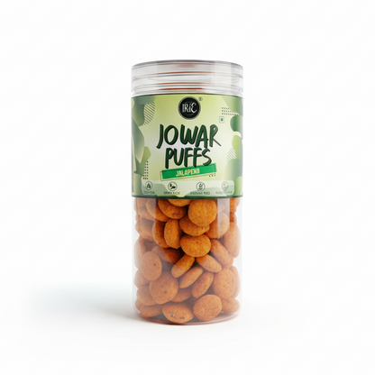 Irie Jowar Puffs Jalapeno, Roasted Snacks for Adults and Kids. Gluten Free and Protein Rich Snacks.