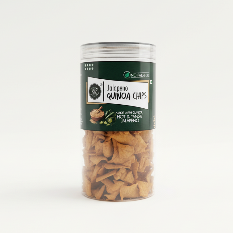 Irie Quinoa Chips in Jalapeno Flavor, high protein snack. Healthy Roasted Chips, party Snacks for Adults and Kids. Gluten Free.