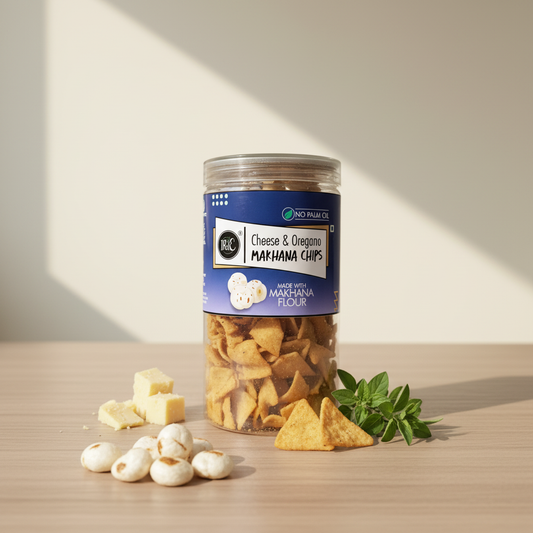 Irie Makhana Chips in Cheese & Oregano Flavor. Made with Real Makhana Flour. High Protein Roasted Snacks. Gluten Free Snacks