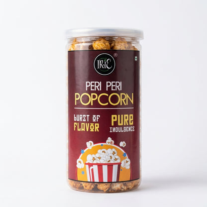 Irie Peri Peri Popcorn, classic movie time snack, bold and spicy peri peri coated popcorn. Snacks for Adults & Kids. Party Snacks.