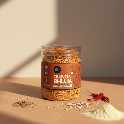 Irie Quinoa Bhujia, High Protein Snack. High Fiber Gluten Free Snacks. Modern Indian Snack