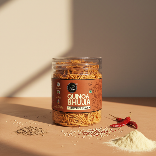 Irie Quinoa Bhujia, High Protein Snack. High Fiber Gluten Free Snacks. Modern Indian Snack