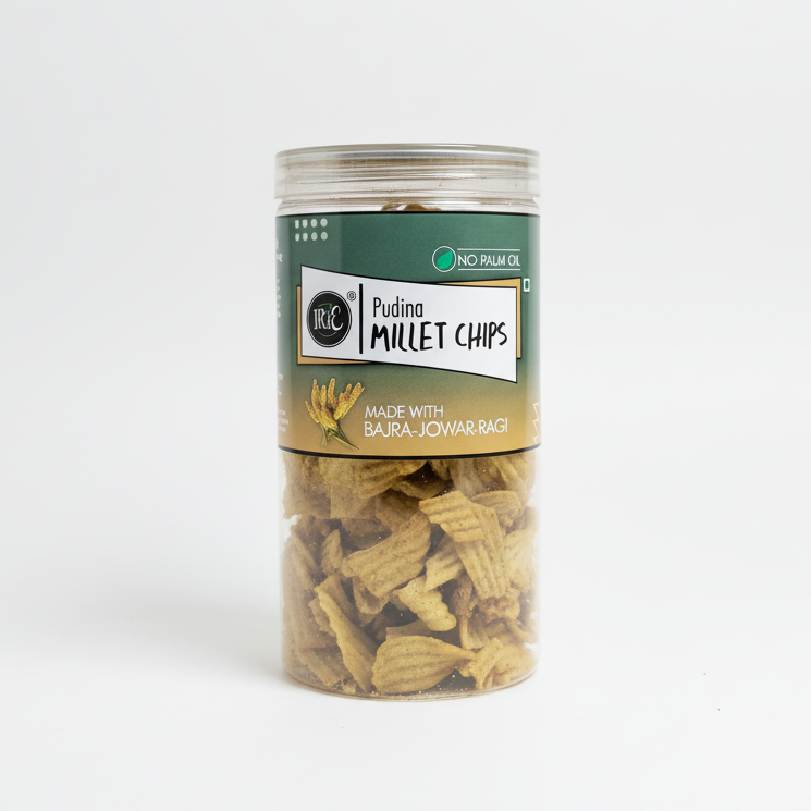 Irie Millet Chips in Pudina Flavour, High Protein Roasted Chips made with Ragi Jowar Bajra, Gluten Free Snacks.