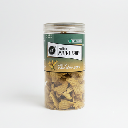Irie Millet Chips in Pudina Flavour, High Protein Roasted Chips made with Ragi Jowar Bajra, Gluten Free Snacks.