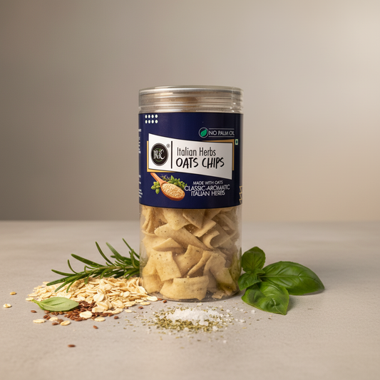Irie Italian Herb Oats Chips. Healthy Roasted Chips Snacks for Adults & Kids. High Protein, Gluten Free Snacks. Healthy Snacks For Gift Hampers.