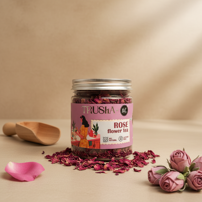 Trusha By Irie Rose Flower Tea, Natural Detox Tea for Skincare, Dried Rose Petals.