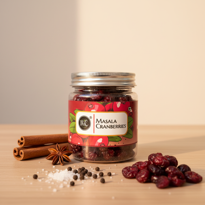 Irie Masala Cranberries, Dried Cranberries with Indian Spices. Mukhwaas, New Fruit Snacks for Adults and Kids. Healthy Snacks for Gifting