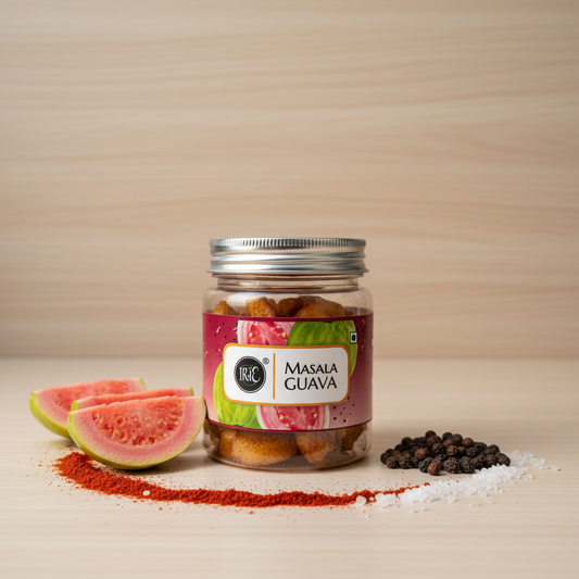 Irie Masala Guava Dried Guava Peru with Indian Spices. Mukhwaas, New Fruit Snacks for Adults and Kids. Healthy Snacks for Gifting.