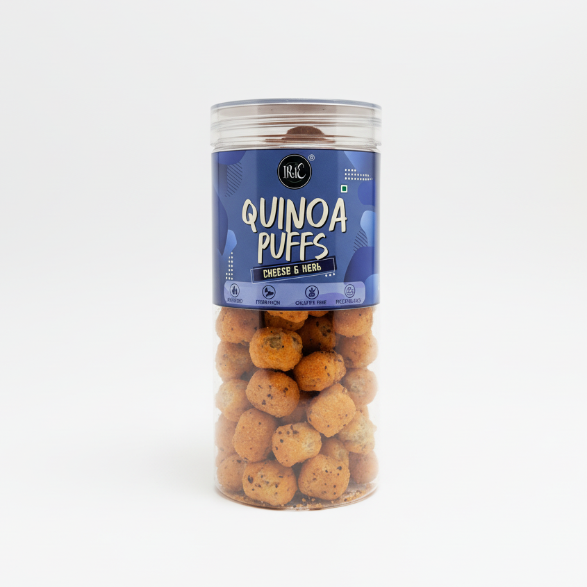 Irie Quinoa Puff Cheese & Herb Flavor Healthy Roasted Snack for Adults and Kids