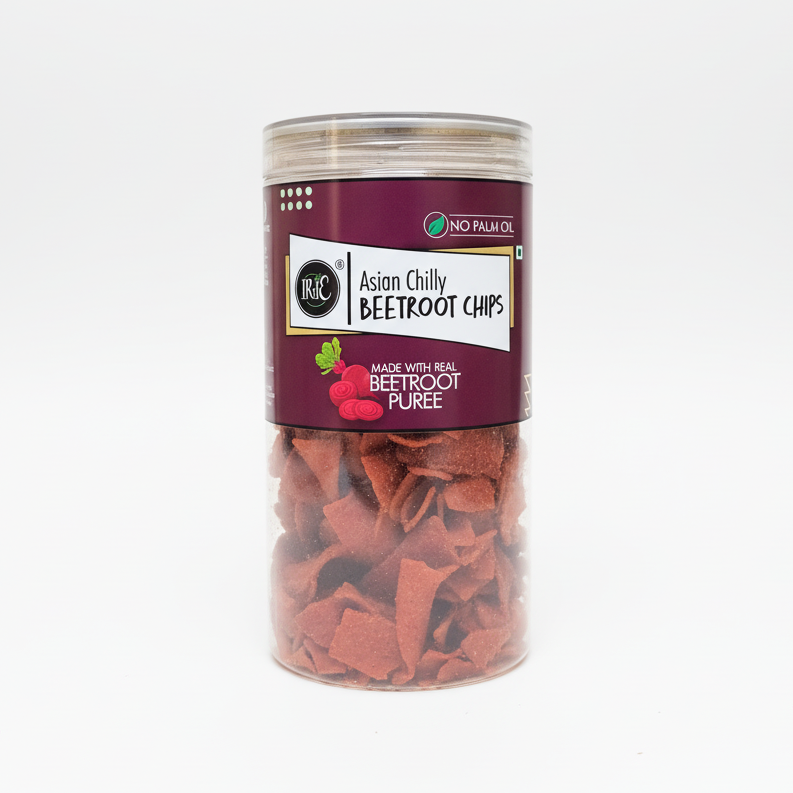 Irie Asian Chilly Beetroot Chips, Healthy Roasted Snacks made with Real Beetroot puree. Gluten Free Snacks.
