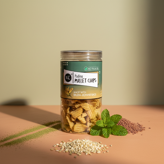 Irie Millet Chips in Pudina Flavour, High Protein Roasted Chips made with Ragi Jowar Bajra, Gluten Free Snacks.