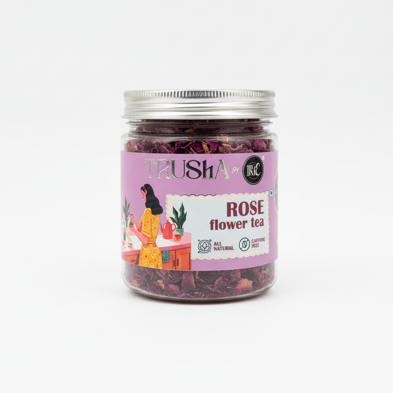 Trusha By Irie Rose Flower Tea, Natural Detox Tea for Skincare, Dried Rose Petals.